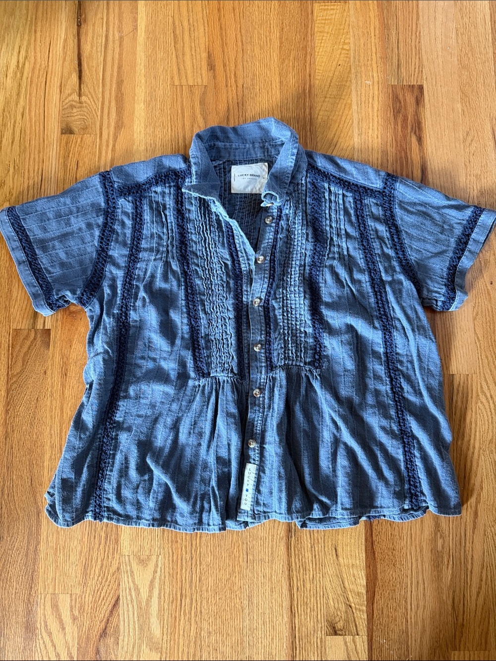 Lucky Brand Indigo Blue Short Sleeve Button-Down Shirt